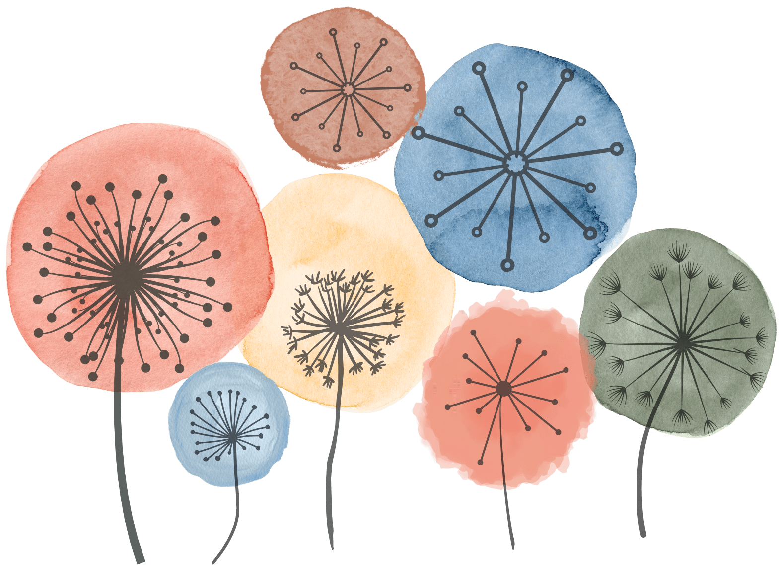 Stylized mid-century wildflowers graphic