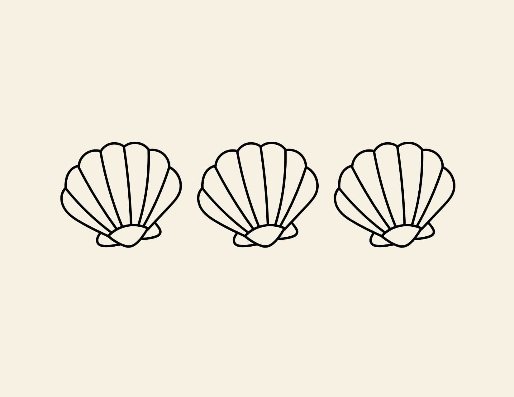 Line drawing of three seashells — a placeholder until we visit Bandon.